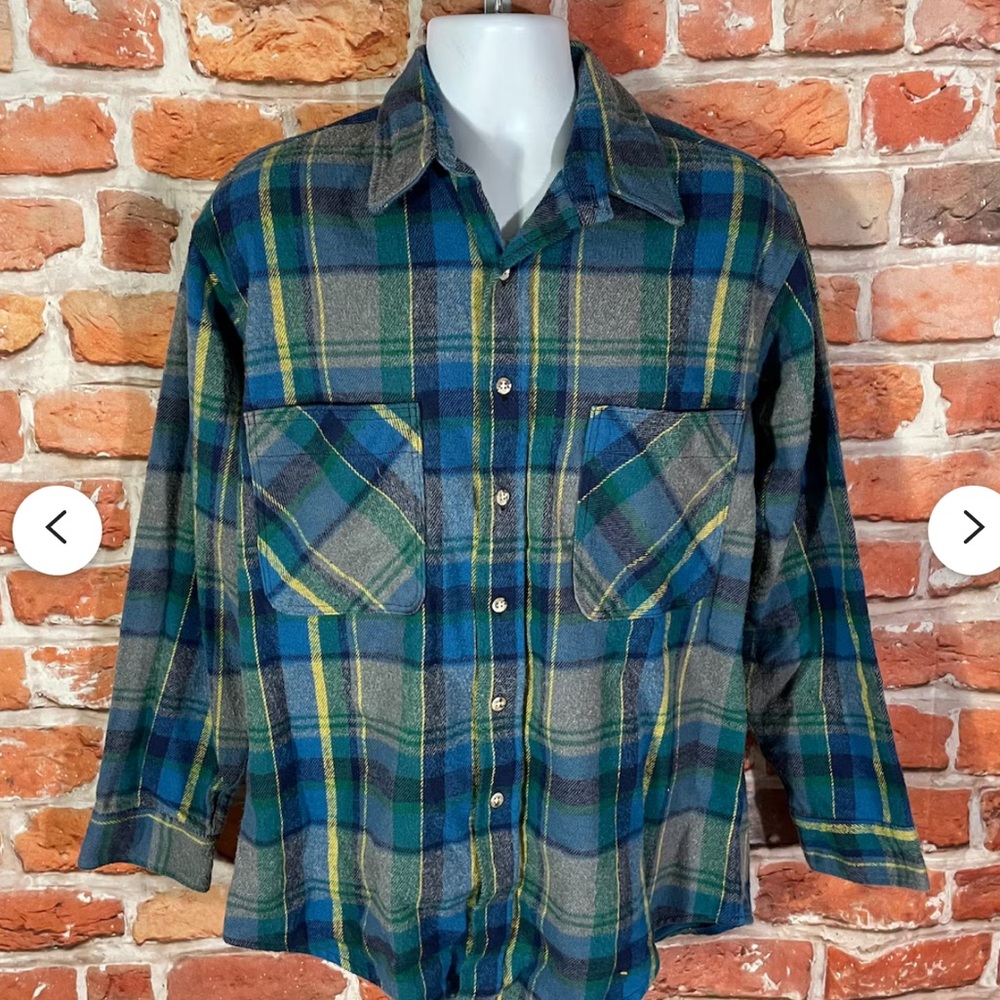Casual Blue and Green Button Down Shirt